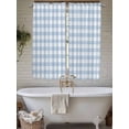 thumbnail image 4 of Light Blue Plaid Bathroom Window Curtain, Modern Minimalist Country Light Filtering Coffee Kitchen Curtains, Bedroom Living Room Curtains 2 Panel 84"x63", 4 of 6