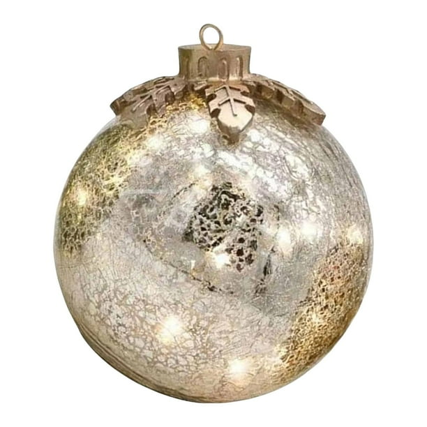 Bola navideña de cristal con luz LED, decoración navideña, luz de Año Nuevo Blanco