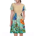 thumbnail image 1 of Easygdp Colorful Plants And Insects para Vestido Transpirable de Mujer, Vestido Suelto de Manga Corta con Pliegues y Bolsillos para el Verano, 1 of 6