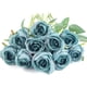 thumbnail image 2 of Xiao Hua 10 rosas artificiales de tallo largo de seda para ramo de boda, decoración del hogar (azul), 2 of 4