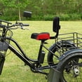 thumbnail image 6 of Comfortable Tricycle & Electric Vehicle Seat Cushion with Adjustable Backrest, Armrests, Pedal, PU Leather & Foam Padding, Ergonomic Shock Absorption, Black Red, 6 of 11