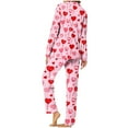 thumbnail image 5 of miqiqism 2 Pcs Womens Pajamas Valentines Soft Sets Long Sleeve Button Down Tshirts Haigh Waisted Trousers Cute Heart Basic Tees Tops Lady Sleepwear Loungewear,03_Multicolor,X-Large, 5 of 5