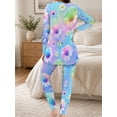 thumbnail image 5 of Pastel Rainbow Daisy Pajamas for Women Milk Silk Ultra Soft Sleepwear Long Sleeve Top and Pants Loungewear Set, 5 of 7
