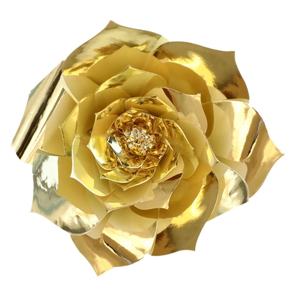 BRIGHTFUFU 2 piezas 30 cm flor de papel artificial hermosa decoración para fiesta de bodas estación de postres decoración de eventos nupciales (dorado)