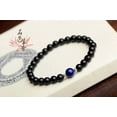 thumbnail image 2 of K-KED Natural black onyx agate 6mm & 8mm gemstone lapis lazuli Stretch bracelet 7.5", 2 of 3