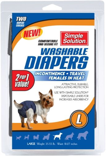 SIMPLE SOLUTIONS WASHABLE DOG DIAPERS PACK OF 2 SIZE XXS BRAND NEW 