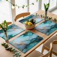 thumbnail image 5 of Marble Turquoise Gold Placemats Set of 6, Abstract Simple Geometric Washable Wipeable Table Mats for Dining Tables, Indoor Outdoor Kitchen Place Mats for Holiday Party Table Decor, 5 of 9