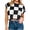 Black, variant on Color Block Plaid Print Cap Sleeve Women Casual Knit Sweater Vest Crop Tops