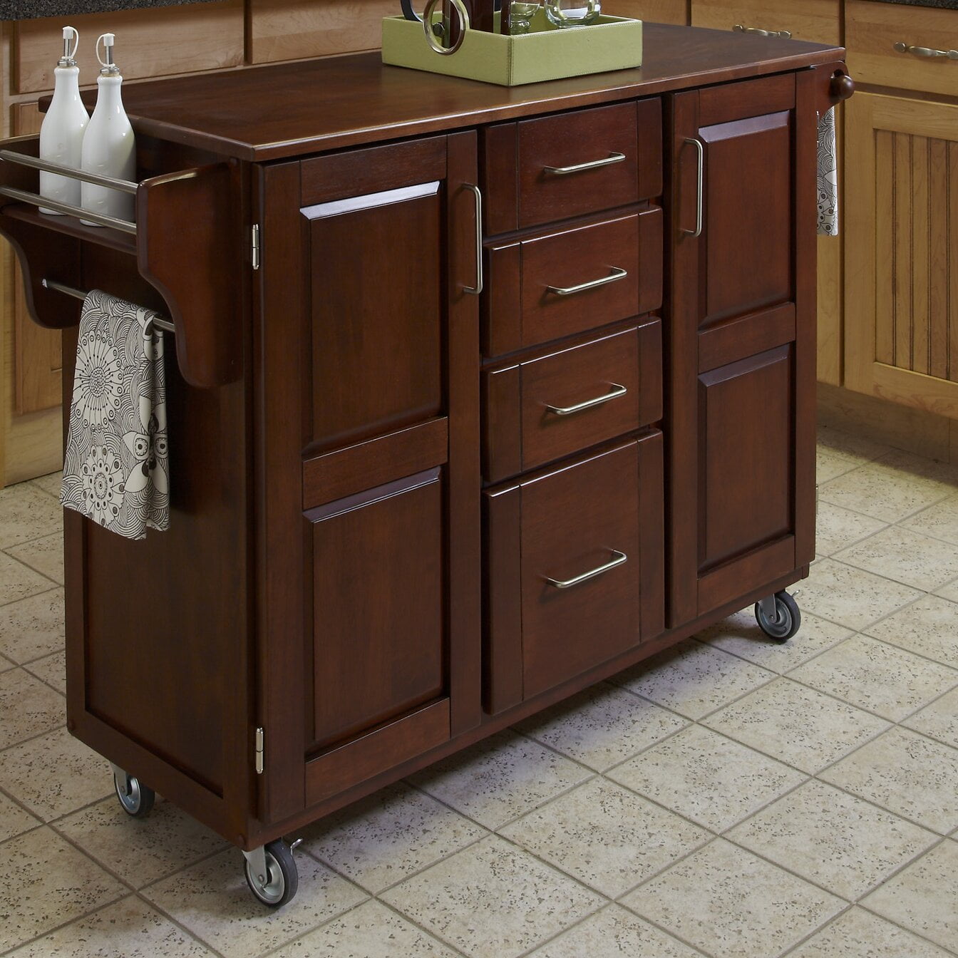 Littrell 48'' Kitchen Island with Solid Wood Top and Locking Wheels