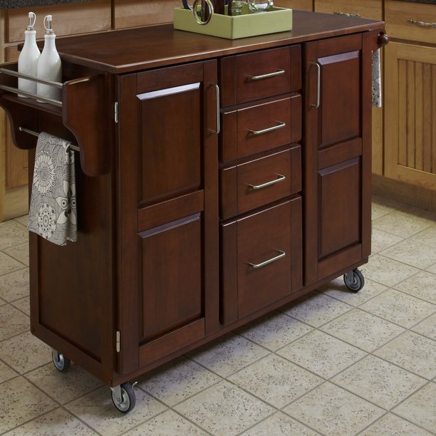 Littrell 48'' Kitchen Island with Solid Wood Top and Locking Wheels