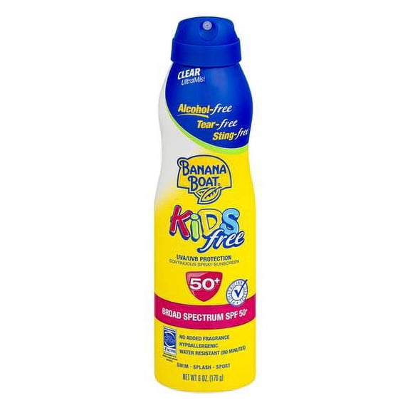 Banana Boat Kids Free Clear Sunscreen Spray SPF 50  (Pack of 6)