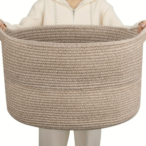 XXXLarge Cotton Rope Basket - 22x22x14in (87L) Woven Storage for Blankets, Toys & Laundry, Nursery Hamper with Handle, Easter & Home Organization