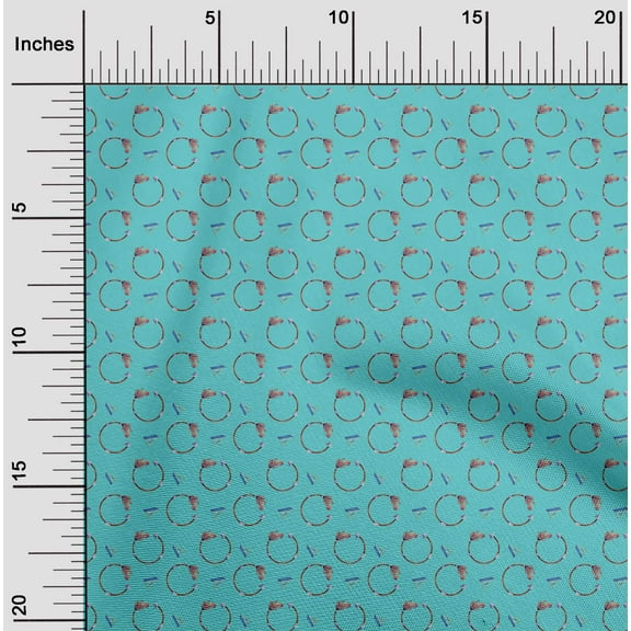 oneOone Cotton Poplin Turquoise Blue Fabric Feather Feather Dress Material Fabric Print Fabric By The Yard 56 Inch Wide