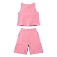 thumbnail image 4 of 2 Piece Sets for Women,Two Piece Sets For Women Summer Sleeveless Tank Tops and Wide Leg Shorts Linen Set Casual Beach Outfits, 4 of 6