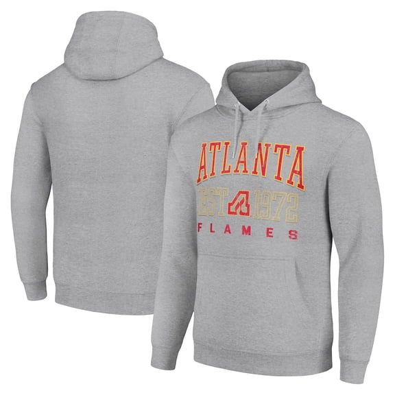 Men's Starter Heather Gray Atlanta Flames Retro Graphic Pullover Hoodie