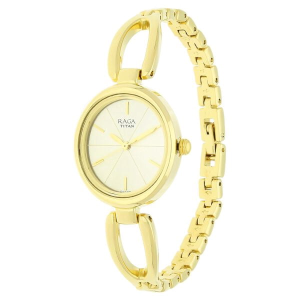 Titan Raga Viva Champagne Dial Golden Colour Metal Strap Watch for Women&nbsp;