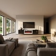 thumbnail image 2 of Cali WH-EF Floating Fireplace TV Stand for TVs up to 80", Modern High Gloss 72" Entertainment Center, Wall Mounted Electric Fireplace TV Media Console with Storage Cabinets, 2 of 8