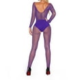 thumbnail image 4 of TINZ Bodystocking en Résille à Manches Longues pour Femmes avec Entrejambe Ouvert Lingerie Transparente pour Porter Collants d'Hiver en Résille pour Femmes, 4 of 5