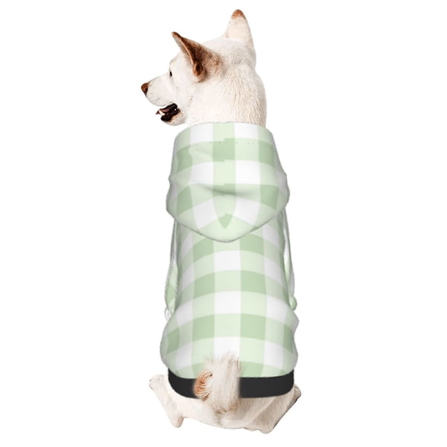 Fotbe Green Checkboard Sudadera con Estampado para Perros Pequeños – Suéter con Capucha para Mascotas, Tela Suave de Forro Polar con Bolsillo-Medium
