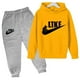 thumbnail image 3 of Conjunto de 2 piezas de sudadera con capucha y pantalón con estampado de marca de diseñador para niños y niñas, ropa deportiva informal de moda para primavera y otoño, 3 of 5