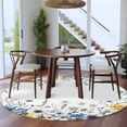 thumbnail image 4 of Blue Yellow Round Area&nbsp;Rug 5ft Flowers Eucalyptus Leaves Farmhouse Botanical Non-Slip&nbsp;Washable Circle Rugs Soft Felt Indoor Floor Mat for Bedroom Kitchen Living Room Bathroom, 4 of 9