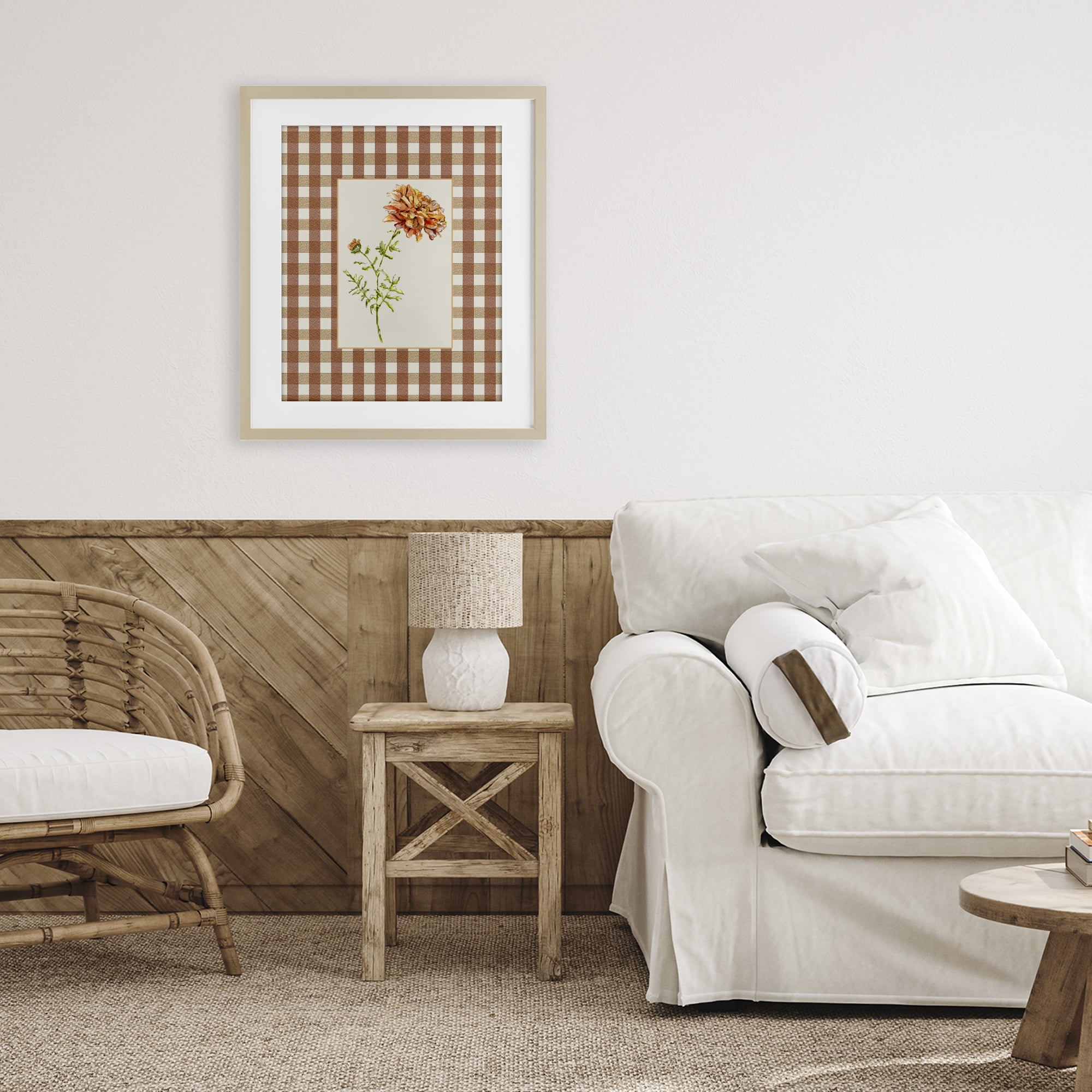 Stupell Industries Plaid Marigold Flower Birch Framed Print Under Glass, design by Lisa Wehmeyer