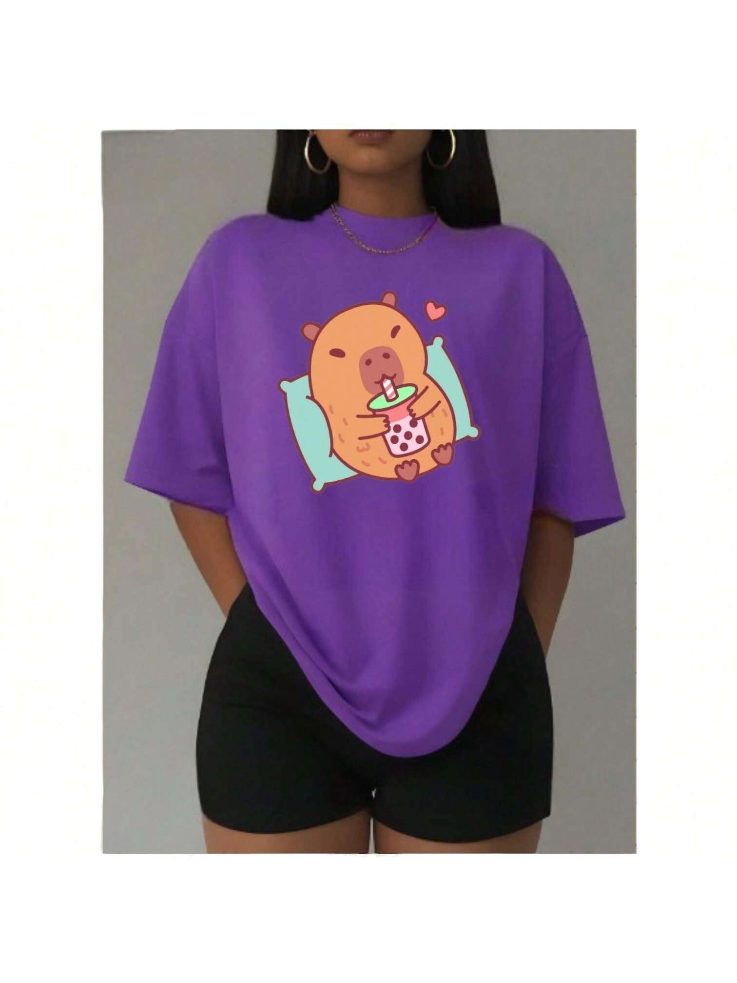 Playera Blusa De Capybara Recostado Bebiendo Soda Capibara Ropa De ...