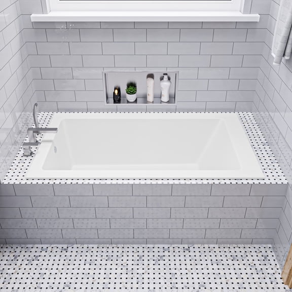 ALFI brand AB9933S White Resin Solid Surface 59" Rectangular Drop In Bathtub