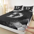 thumbnail image 3 of Castle Fairy Letter Monogrammed D Boy Girl 4 Pieces Queen Sheet Sets,Geometric Honeycomb Ultra Soft Flat Sheet,Graffiti Splash Queen Fitted Sheet,Lightweight Room Decor, 3 of 7