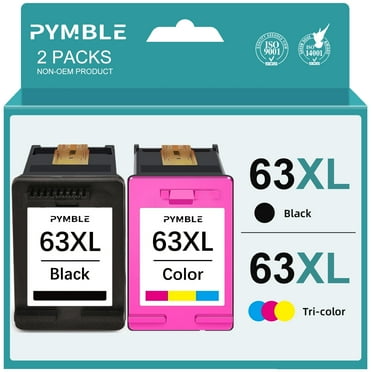 63XL Ink Cartridge for HP 63 Ink Cartridges Black and Tri-Color for HP Officejet 3830 4650 3832 5258 5255 5200 Envy 4520 4516 4512 Printer (2 Pack, Black, Tri-Color)