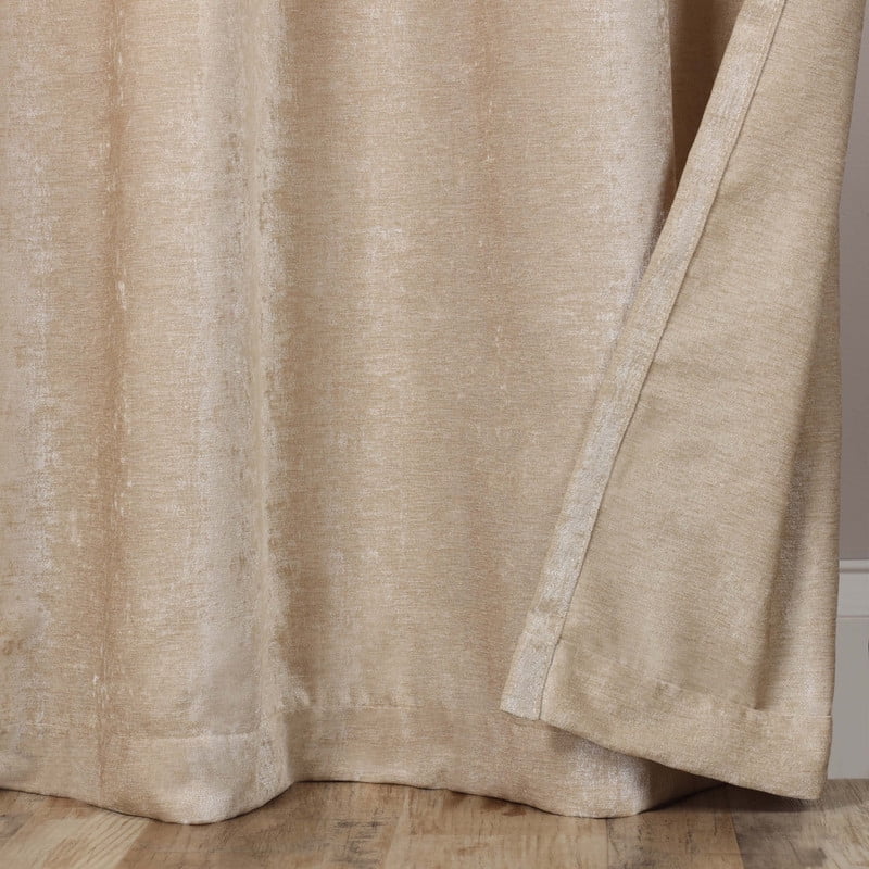 Superior Noor Semi-Blackout Chenille Curtains Set of 2, Room Darkening Curtain Panel Pair, Beige, 52"W x 63"L