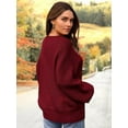 thumbnail image 4 of PRETTYGARDEN Womens Sweaters Fall Lantern Long Sleeve Oversized Sweater Casual Crewneck Chunky Knit Ribbed Pullover Tops, 4 of 9
