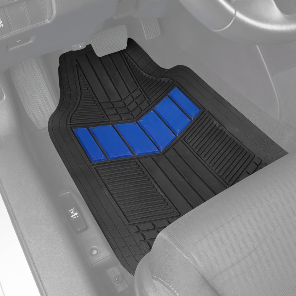 Motor Trend Heavy Duty Blue 2-Tone Mats 4pc Rubber Floor Mats