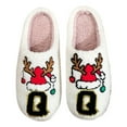 thumbnail image 2 of Christmas Slippers for Men Size 6 Fuzzy Cute Outdoor Indoor Slippers Xmas Santa Reindeer Letter Print Fashion Winter Shoes (Red & White, Q), 2 of 6
