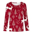 thumbnail image 4 of Ounisa Long Sleeve Womens Tops Casual Loose Fit Crewneck T Shirts Solid Lightweight Length Tunic Tops Christmas Tree Lights Christmas Gifts Elk Sequin Graphic Pullover, 4 of 5