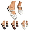 thumbnail image 3 of oqasdz Casual Shoes for Women Lightweight Lace Front Polka Dot Pattern Ballet Shoes Elegant Low Heel Round Toe Ladies Daily Wear Summer Outdoor, 3 of 7