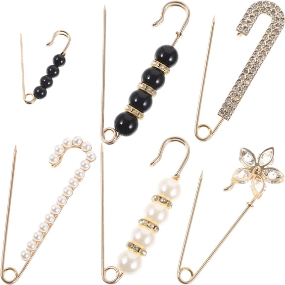 LOLIPPYY 6Pcs Decorative Safety Pins and Brooches for Pants Assorted Color Versatile Waist Tighteners