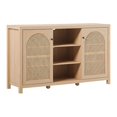 thumbnail image 1 of Walker Edison 2-Door Modern Rattan & Wood Sideboard in Coastal Oak, 1 of 16