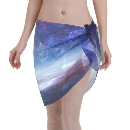 Disketp Astronauts Start Running Women Swimsuit Cover Up Short Chiffon Summer Beach Sarong Bikini Wrap Skirt Bathing Suit