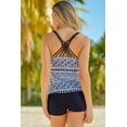 thumbnail image 1 of POGLIP Women's Monochrome Geometry Print Sporty Tankini Swimsuit, 1 of 6