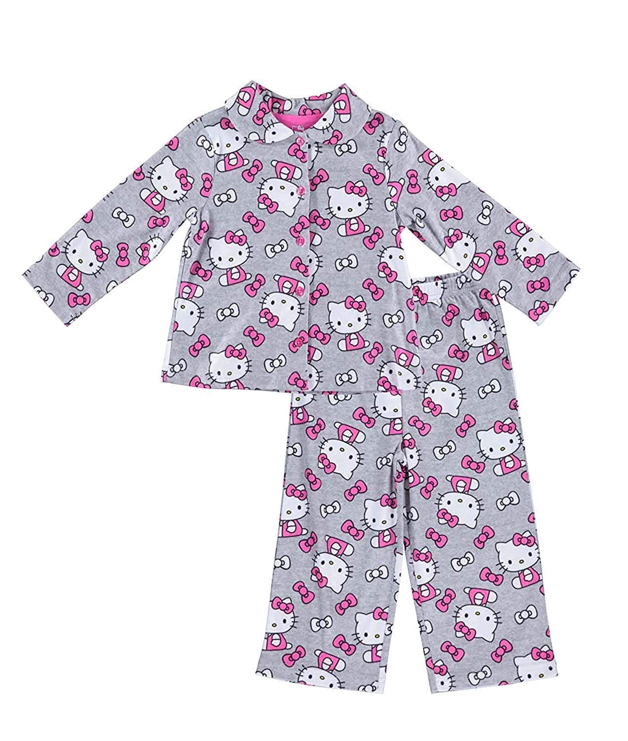 Sanrio Girls Hello Kitty Pajamas 2Piece Long Sleeve Pajama Set (Grey