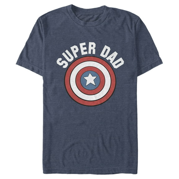 Men's Marvel Super Dad Captain America Shield  Graphic Tee Navy Blue Heather Large