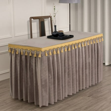 

dosili Gold Velvet Tablecloth Conference Exhibition Hanging Fringe Table Cover Temple for Table Tassel Table Skirt Custom Rectangular
