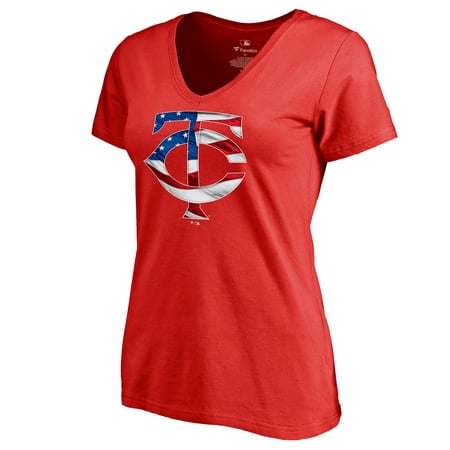 Minnesota Twins Fanatics Branded Women's 2019 Stars & Stripes Banner Wave V-Neck T-Shirt -