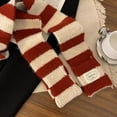 thumbnail image 1 of Foulard Tricotée en Laine Douce à Rayures Rouges pour Femmes Style Coréen Épais et Chaud pour les Jours Froids, 1 of 8