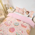 thumbnail image 3 of Erosebridal Easter Kids Twin Bedding,Cute Rabbit Colorful Doughnut Pattern Duvet Cover Set For Girls ,Reversible Pink 2 Pieces,No Comforter, 3 of 6