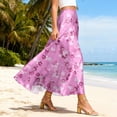 thumbnail image 4 of LWavelet Women Floral Print Maxi Skirt Elastic Waist With Pockets Boho Summer Long Skirt Purple Pink M, 4 of 4