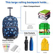 J World Girls Sunrise 18 Rolling Backpack for School and Travel, Night Bloom