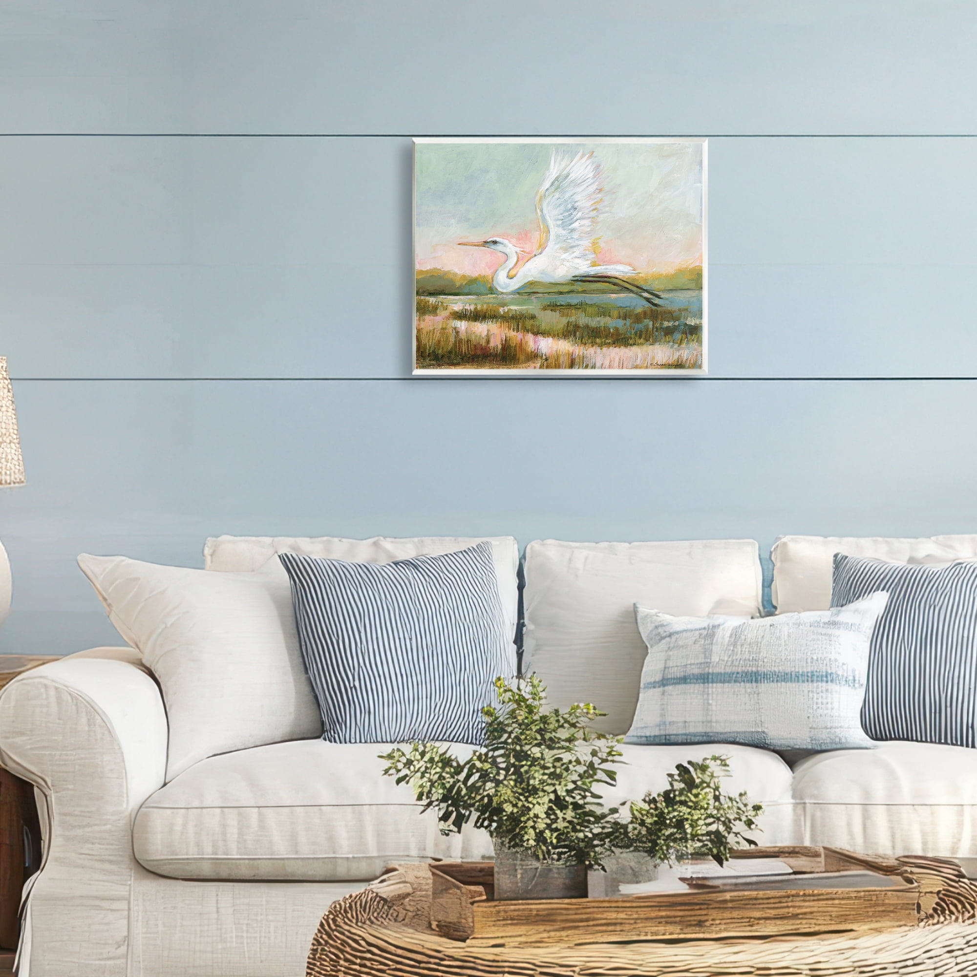 Stupell Industries White Heron Flying Wall Plaque Art, design by Susan Winget