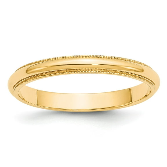 14k 3mm Milgrain Half-Round Wedding Band in 14k Yellow Gold - Size 5.5